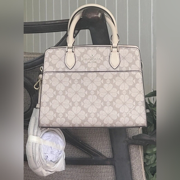 KATE SPADE FLOWER SMALL CROSSBODY BAG SATCHEL SHOULDER MADISON BEIGE TAUPE TAN - Picture 3 of 9